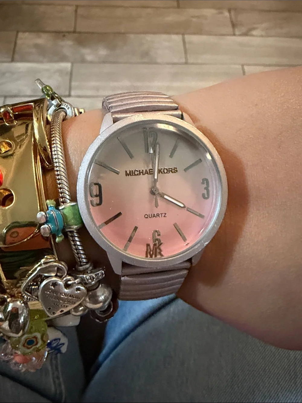 Michael Kors Pink Gradient Dial Stretch Bracelet Watch